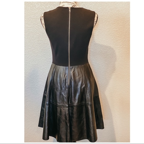 Halogen Black Leather and Ponte Knit Fit and Flare Dress Workwear Office size 4P - Picture 8 of 10
